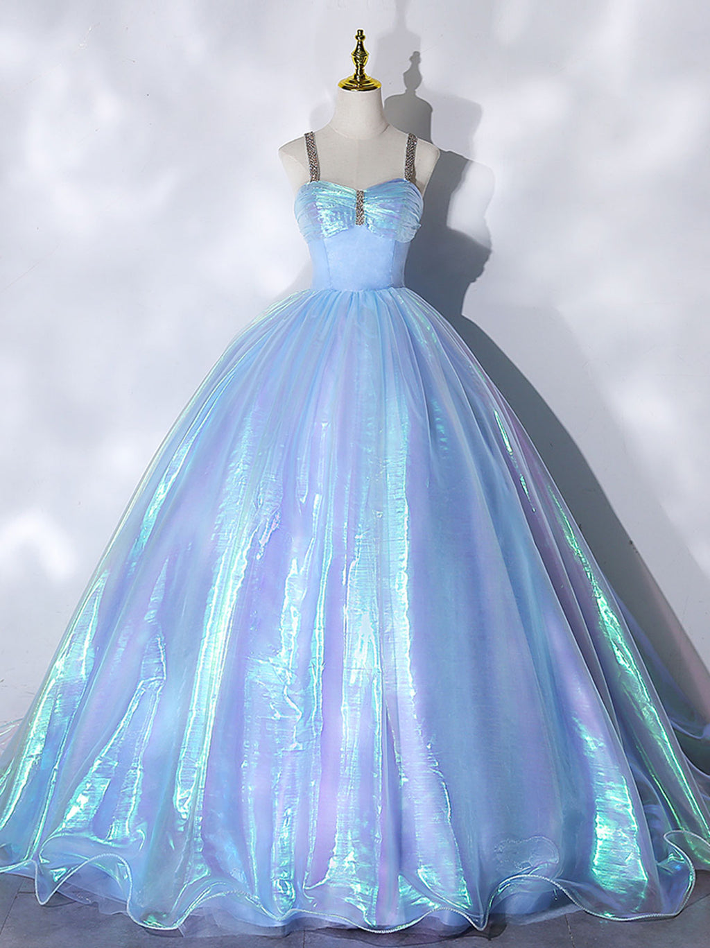 Blue Sweetheart Neck Long Prom Dress, Unique Blue Sweet 16 Dress
