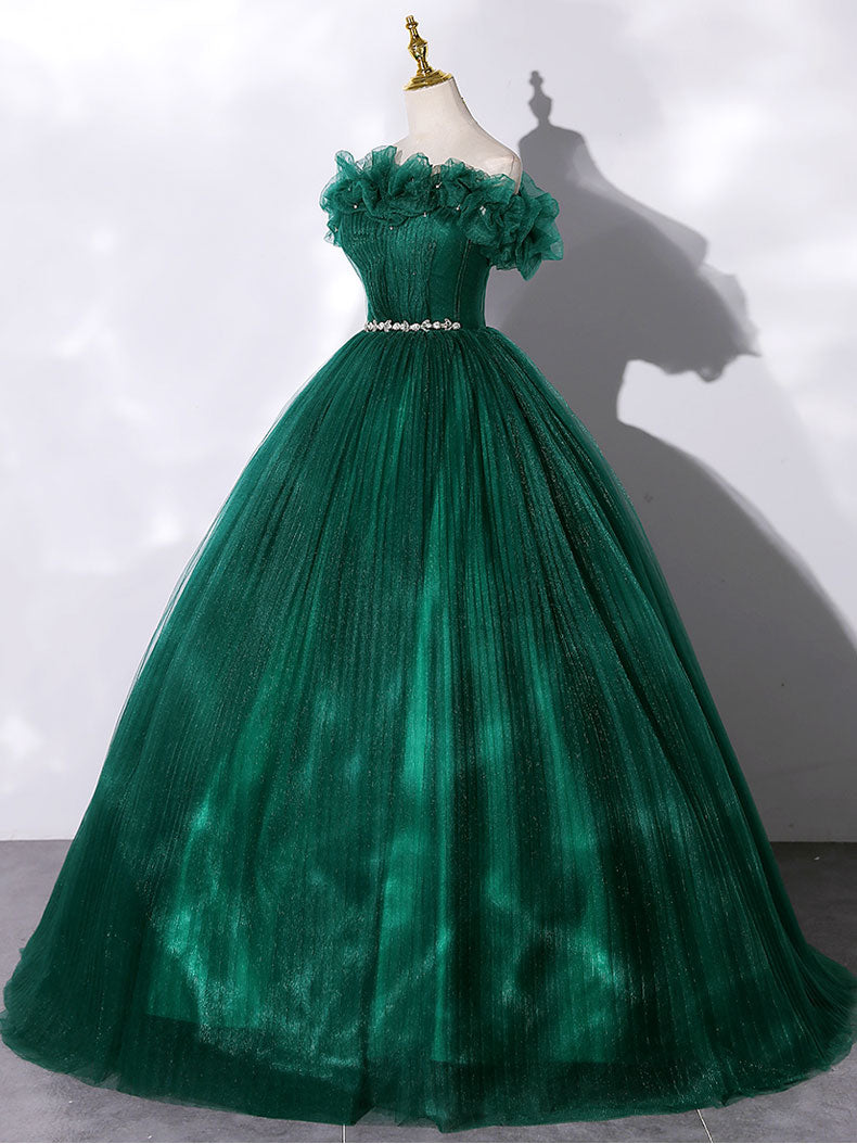 Amber Spring Emerald Green Prom Dresses Sweetheart Neck Puffy Long Sleeves  Fairy Tulle Formal Evening Gowns Night Party فساتين ح - AliExpress
