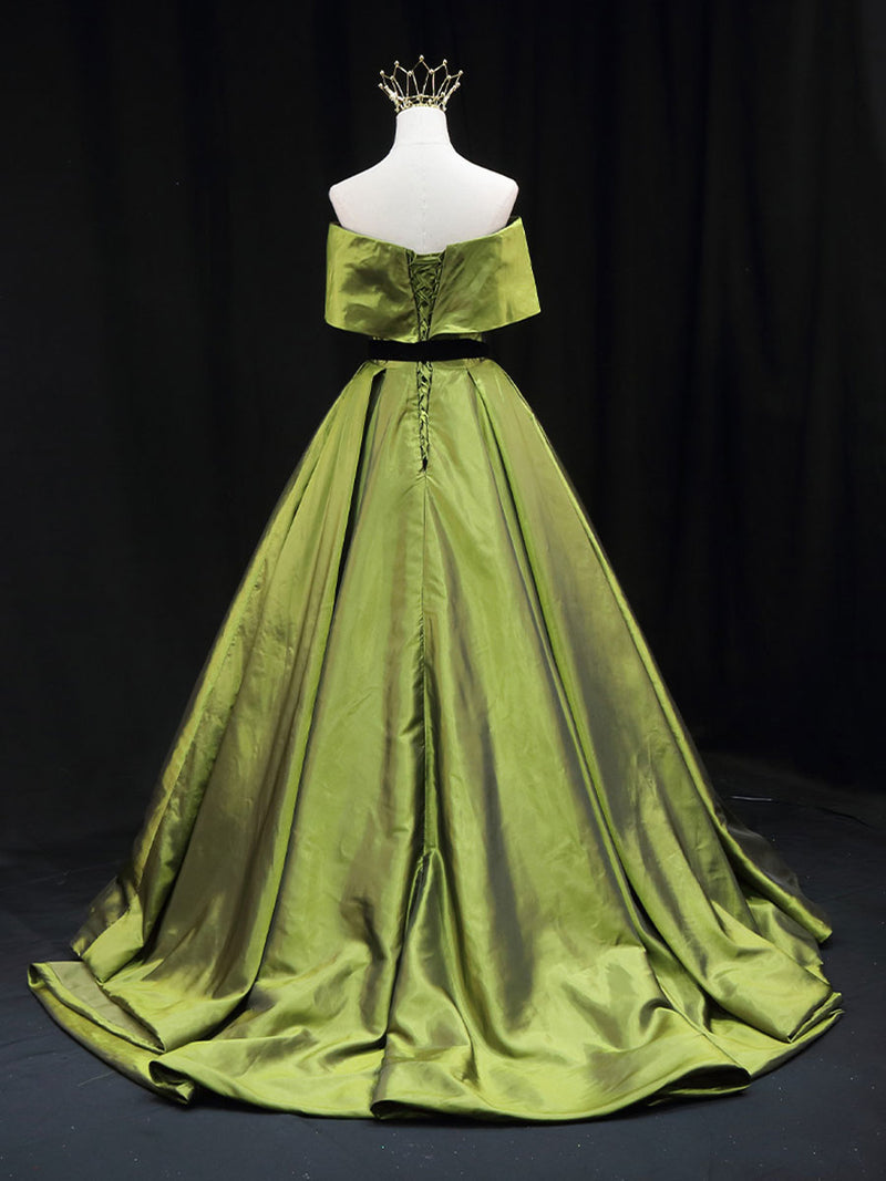 Green V-Neck Satin Long Prom Dress, Elegant A-Line Formal Party Dress US 16 / Green Green V-Neck Satin Long Prom Dress, Elegant A-Line Formal Party Dress US 16 / Green