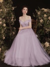 Purple Tulle Sequin Long Prom Dress, Purple Tulle Formal Dress