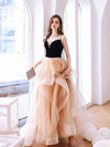 Champagne Tulle Long Prom Dresses, Champagne Tulle Formal Graduation Dresses