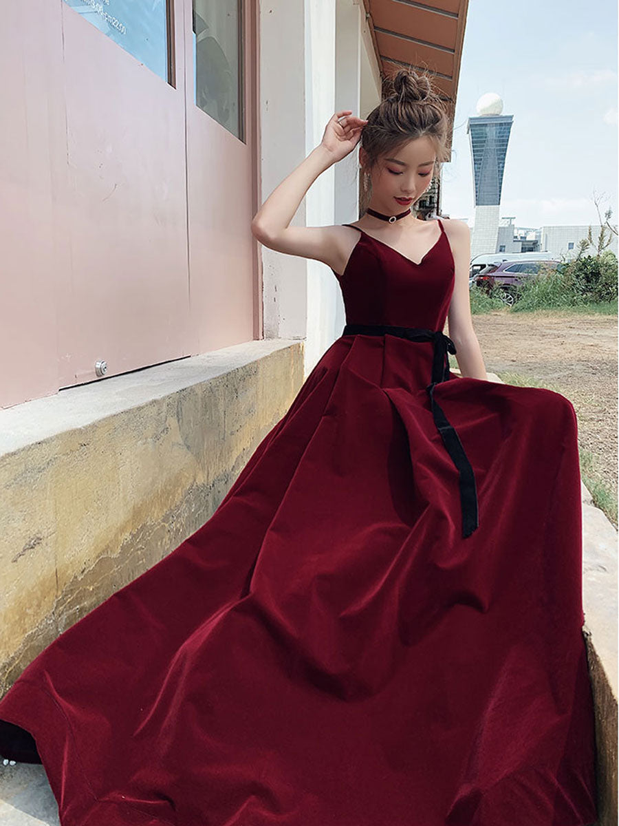 Strapless Maroon Prom Dress Formal Gown