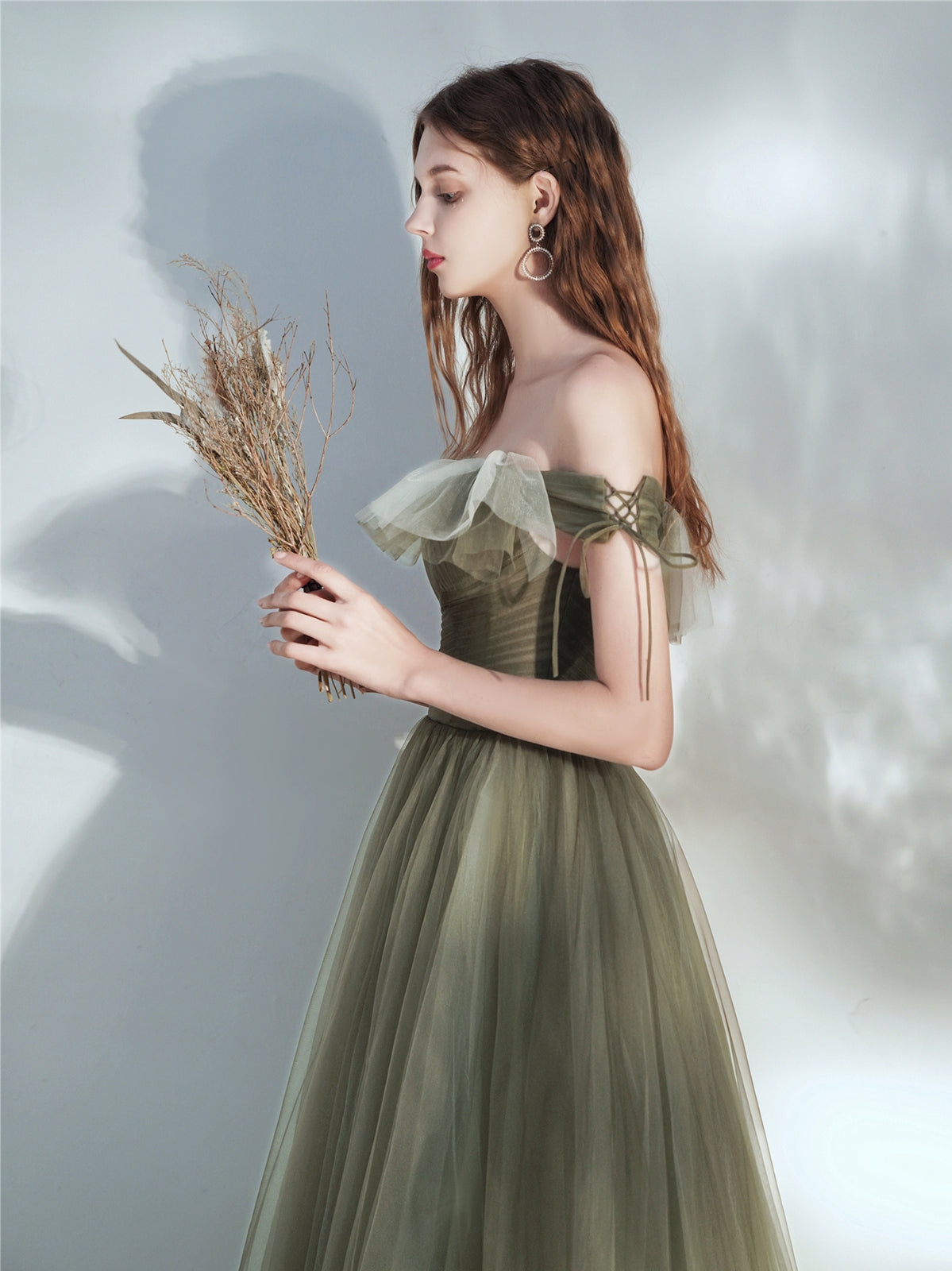 forest green tulle dress Forest Style Emerald Green Beading Tulle Dress, Prom Dress Fairy,Eveni PreppyDress