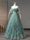 A-Line Sweetheart Neck Green Long Prom Dresses
