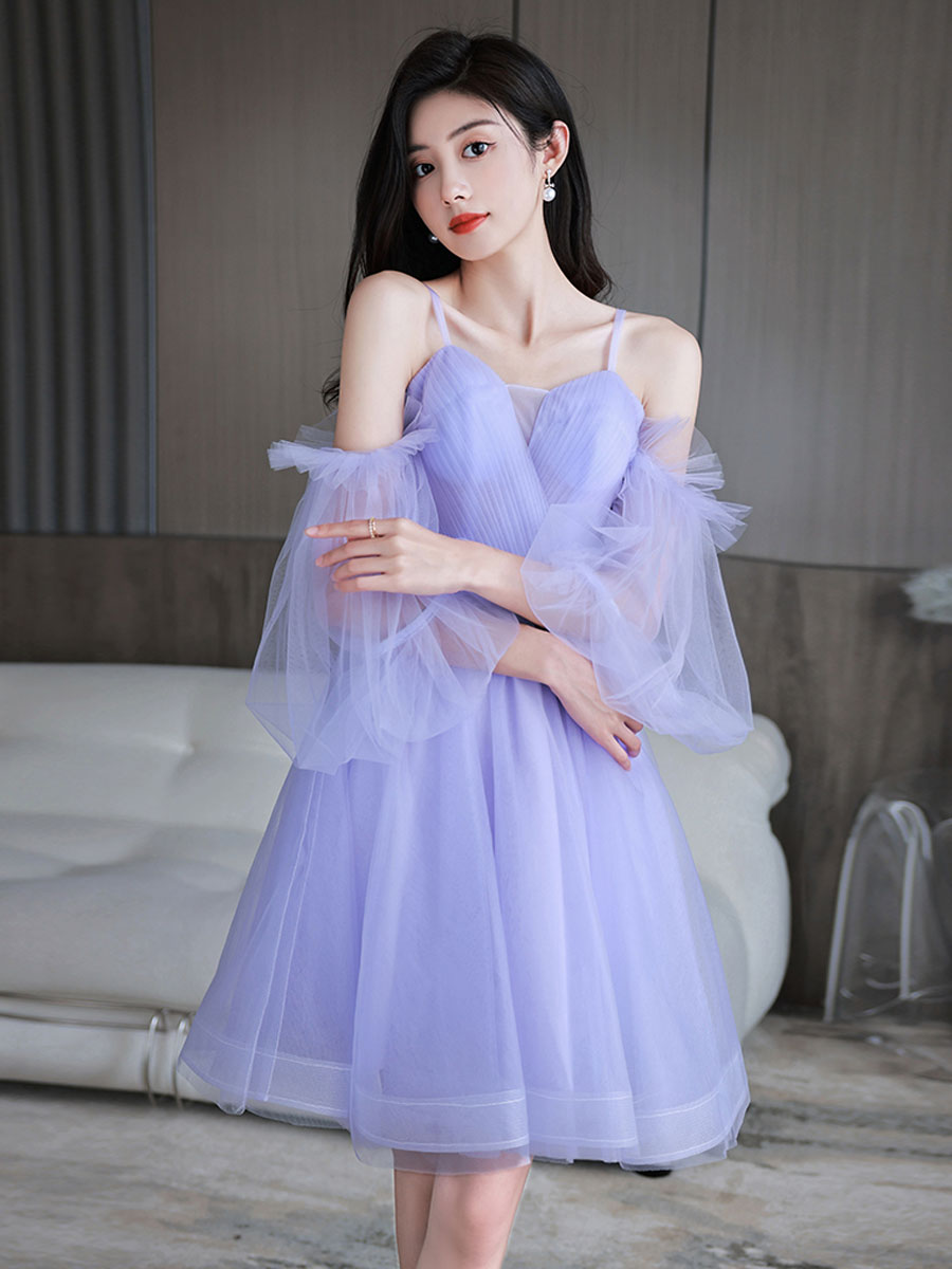 Off The Shoulder Short Purple Prom Dresses, Short Purple Tulle Formal Homecoming Dresses, US 2 / Custom Color / with Rush+$19.99 Off The Shoulder Short Purple Prom Dresses, Short Purple Tulle Formal Homecoming Dresses, US 2 / Custom Color / with Rush+$19.99