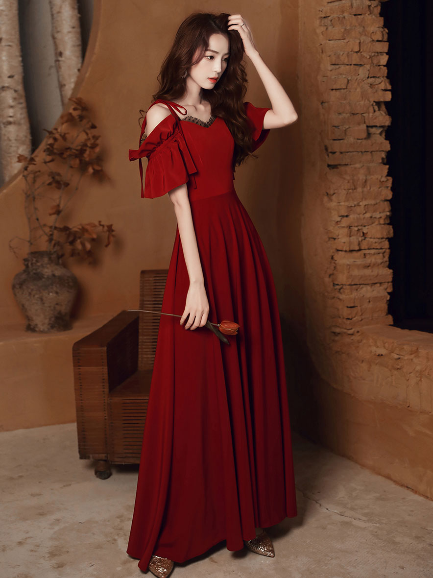 Simple Burgundy Satin Long Prom Dress, Burgundy Formal Dresses Custom Size / Burgundy Simple Burgundy Satin Long Prom Dress, Burgundy Formal Dresses Custom Size / Burgundy