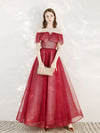 A-Line Burgundy Long Prom Dress, Burgundy Formal Evening Dress