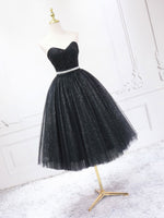A-Line Sweetheart Neck Black Short Prom Dress
