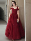 Elegant Sweetheart Neck Burgundy Long Prom Dress, A line Backless Evening Dresses