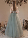 Gray Green Long Prom Dress, Ball Gown Gray Green Tulle Formal Sweet 16 Dress