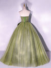 A Line Tulle Green Long Prom Dress, Green Tulle Evening Party Dresses