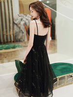 Black tulle short prom dress, black short formal puffy homecoming dresses