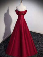 A-Line Burgundy Off Shoulder Long Prom Dress