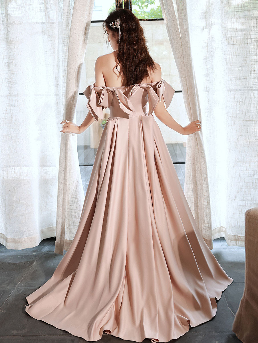 Pink Long Prom Dresses, Off Shoulder Long Formal Graduation Dresses US 4 / Custom Color Pink Long Prom Dresses, Off Shoulder Long Formal Graduation Dresses US 4 / Custom Color