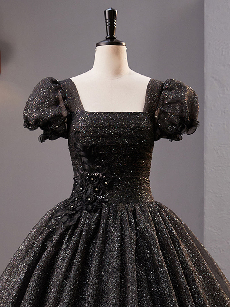  Shiny Tulle Black Evening Dress