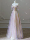Unique Sweetheart Neck Tulle Sequin Long Prom Dress Tulle Party Dress
