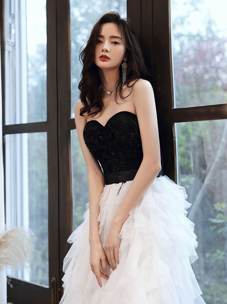 White Tulle Sweetheart Long Prom Dress, White Formal Graduation Dresses