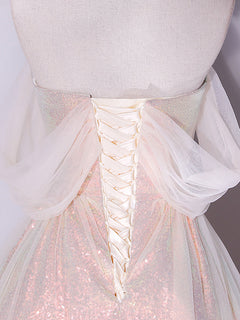 Off Shoulder Pink Formal Dresses