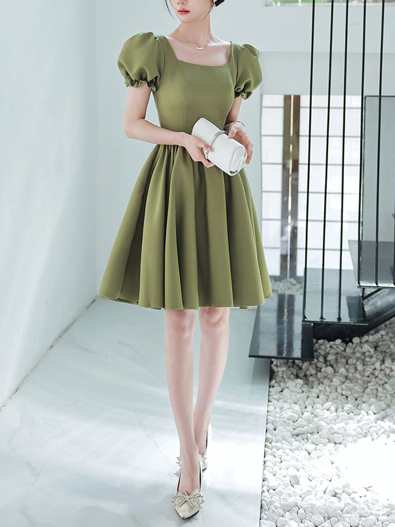 Simple Green Satin Short Prom Dress, Green Satin Bridesmaid Dress US 6 / Green(As Picture) Simple Green Satin Short Prom Dress, Green Satin Bridesmaid Dress US 6 / Green(As Picture)