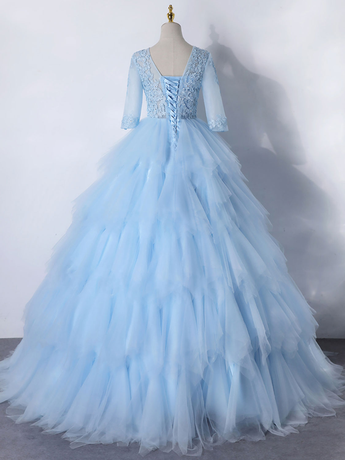 Blue Lace Formal Evening Dresses