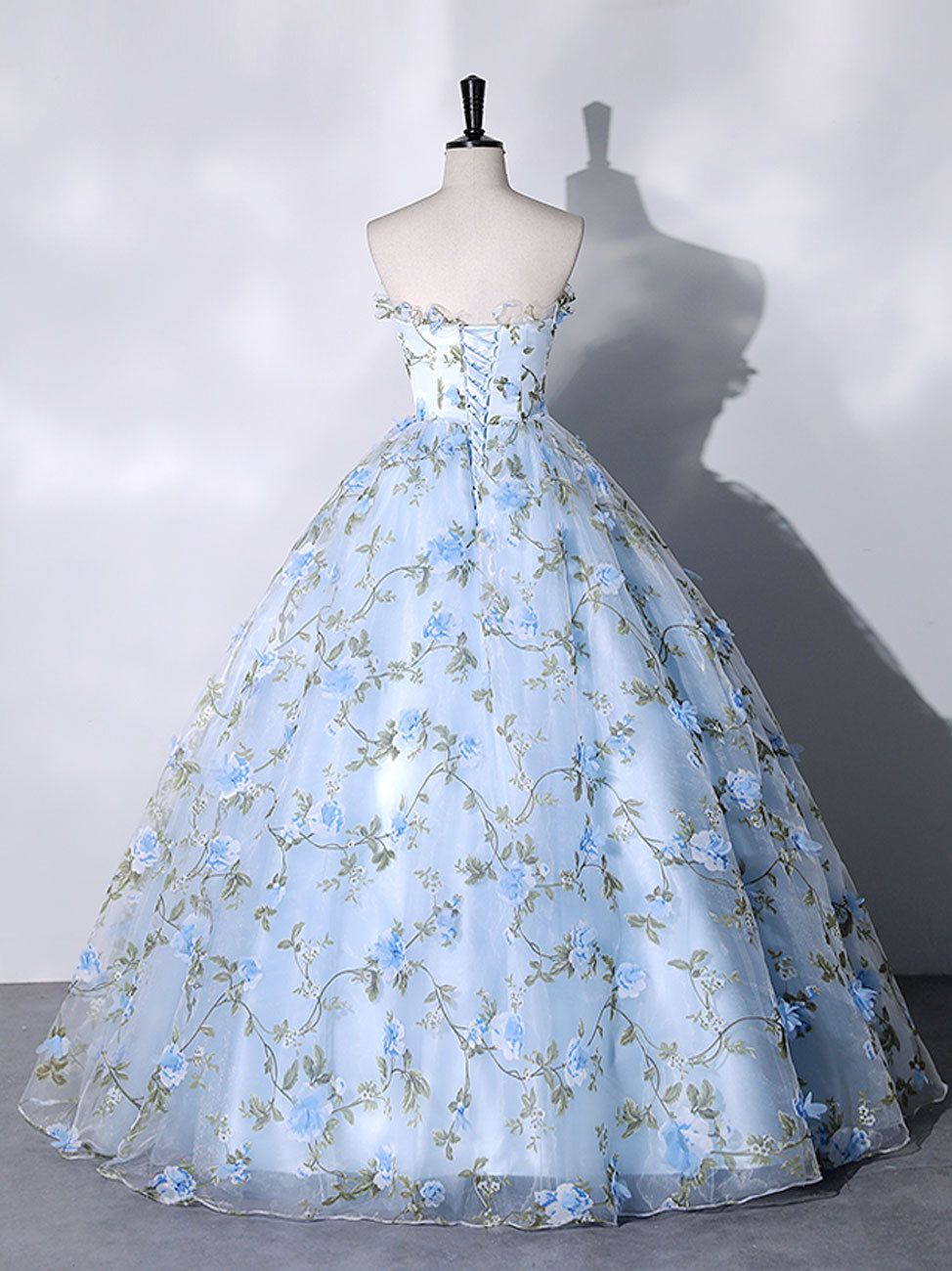 blue sweet 16 dress Tulle Lace Long Prom Dresses, Ball Gown Blue Dresses – shopluu Baby