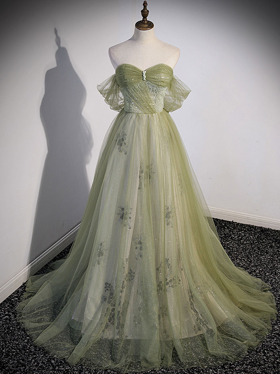 Olive Green Tulle Prom Dress 2024 Corset Back 10 / Green Olive Green Tulle Prom Dress 2024 Corset Back 10 / Green