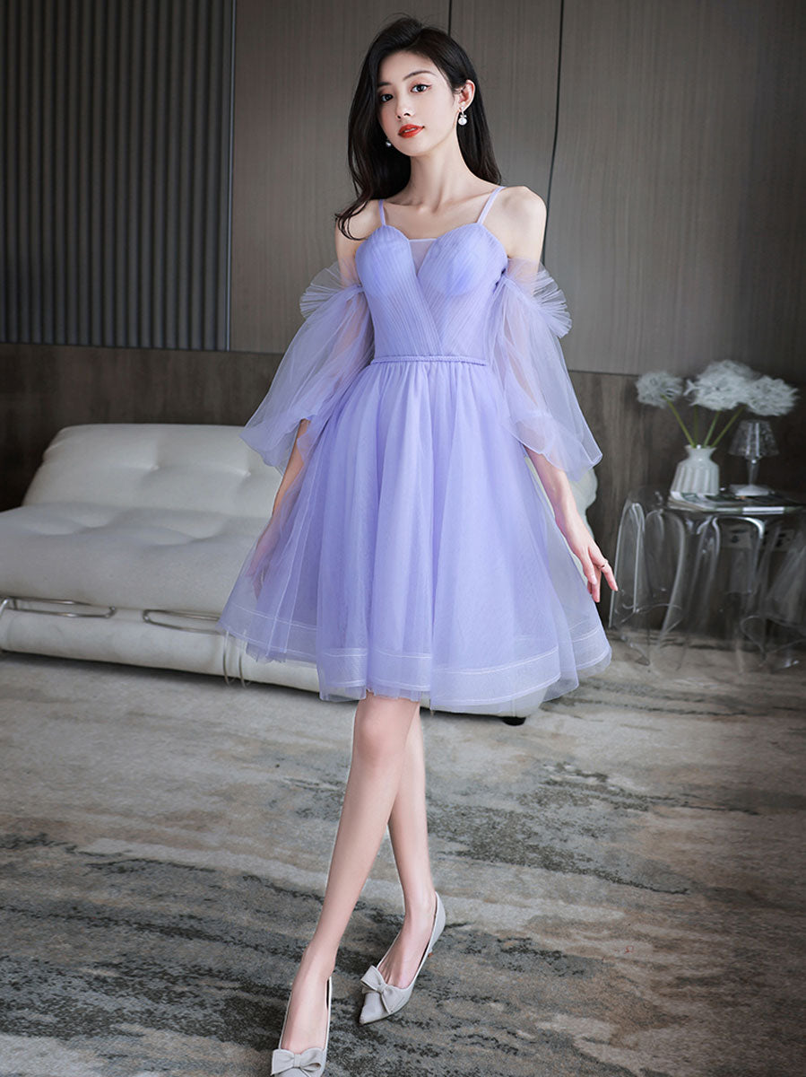 Off the Shoulder Short Purple Prom Dresses, Short Purple Tulle Formal Homecoming Dresses, US 2 / Custom Color / With Rush+$19.99 Off the Shoulder Short Purple Prom Dresses, Short Purple Tulle Formal Homecoming Dresses, US 2 / Custom Color / With Rush+$19.99