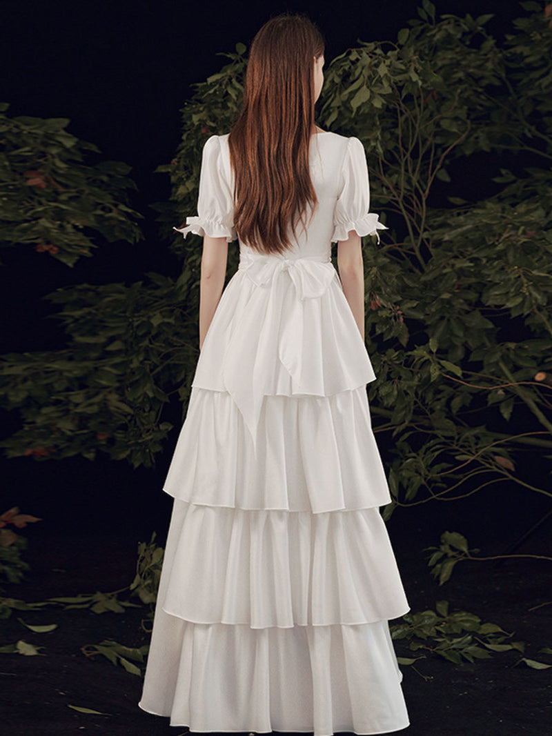 Simple ivory Long Prom Dress, White Bridesmaid Dresses shopluu Simple ivory Long Prom Dress, White Bridesmaid Dresses shopluu