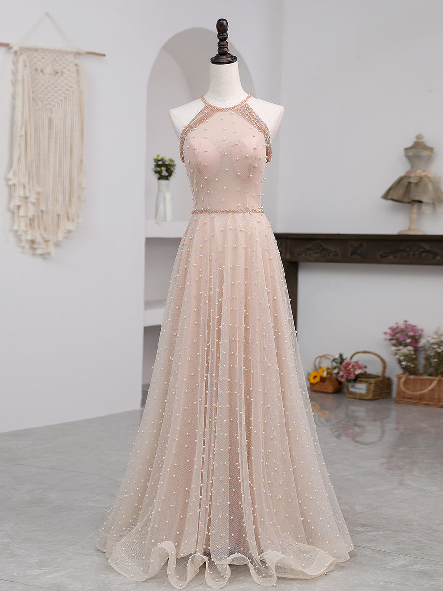 white christmas dresses Champagne Pink Long Prom Dress, A Line Tulle Formal Dress Graduation Dresses Custom Size / Custom Color white christmas dresses Champagne Pink Long Prom Dress, A Line Tulle Formal Dress Graduation Dresses Custom Size / Custom Color