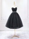 A-Line Sweetheart Neck Black Short Prom Dress, Black Formal Evening Dresses