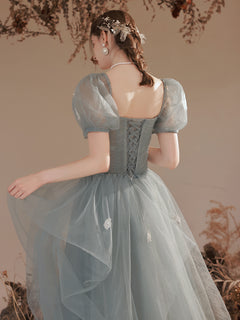 Gray Green Long Prom Dress
