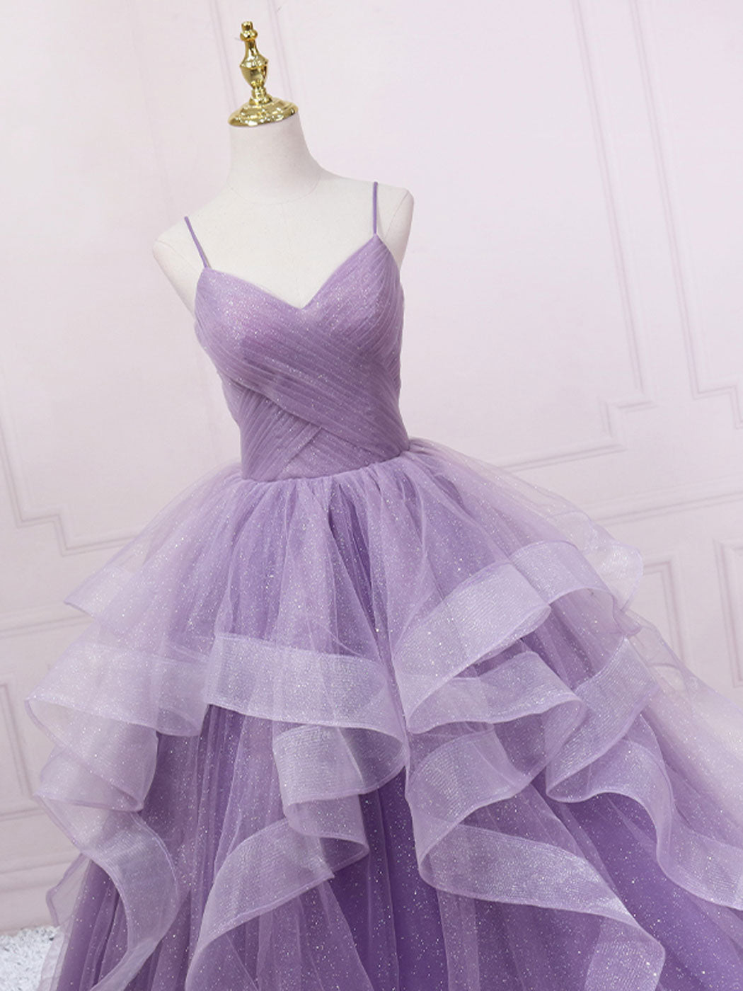 shopluu Purple V Neck Tulle Sequin Long Prom Dress Purple Tulle Formal Party Dress US 10 / Custom Color