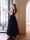Black Sweetheart Tulle Long Prom Dress, Black Tulle Formal Graduation Dresses