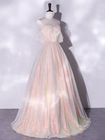 A-Line Sweetheart Neck Tulle Pink Formal Dress