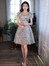 Cute V Neck Tulle Sequin Short Prom Dress Tulle Homecoming Dress