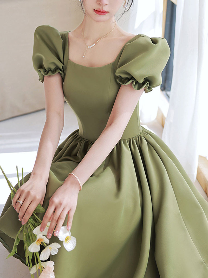 Simple Green Satin Short Prom Dress, Green Satin Bridesmaid Dress US 6 / Green(As Picture) Simple Green Satin Short Prom Dress, Green Satin Bridesmaid Dress US 6 / Green(As Picture)