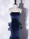 Blue Velvet Long Evening Dresses