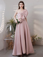 A Line Pink Long Prom Dress, Pink Formal Bridesmaid Party Dresses