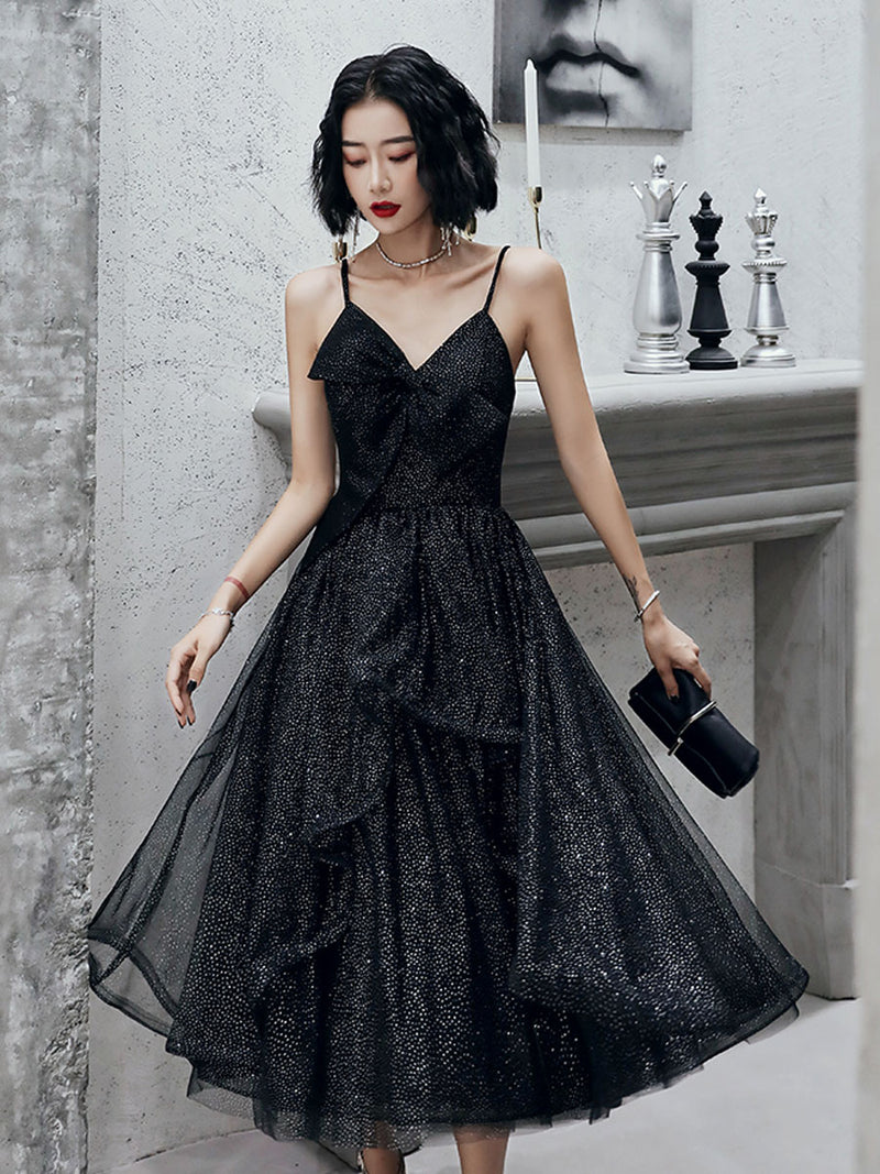 V Neck Tulle Sequin Short Black Prom Dresses, Black Tulle Homecoming D shopluu V Neck Tulle Sequin Short Black Prom Dresses, Black Tulle Homecoming D shopluu