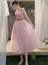 Pink Aline Tulle Short Prom Dress Pink Homecoming Dress