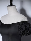 Black Satin Long Prom Dresses, Black Long Formal Sweet 16 Dress