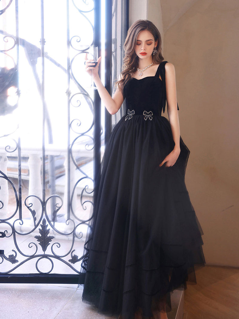 Black Sweetheart Tulle Long Prom Dress, Black Tulle Formal Graduation shopluu Black Sweetheart Tulle Long Prom Dress, Black Tulle Formal Graduation shopluu