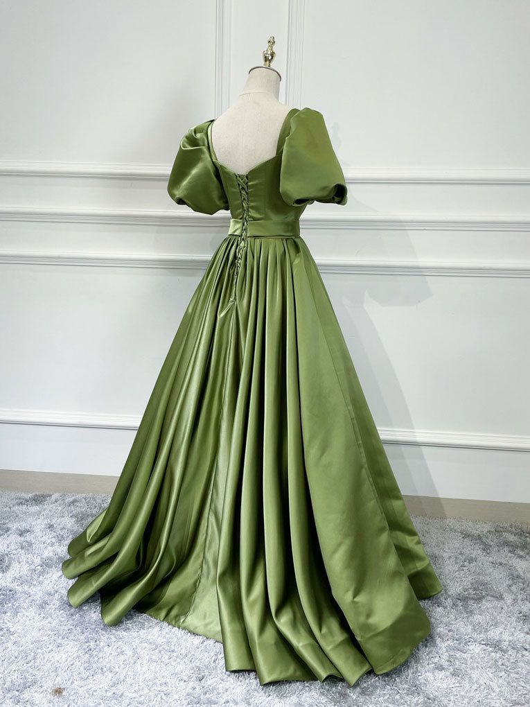 A line Satin Long Green Prom Dresses, Green Formal Evening Graduation Dresses US 4 / Custom Color A line Satin Long Green Prom Dresses, Green Formal Evening Graduation Dresses US 4 / Custom Color