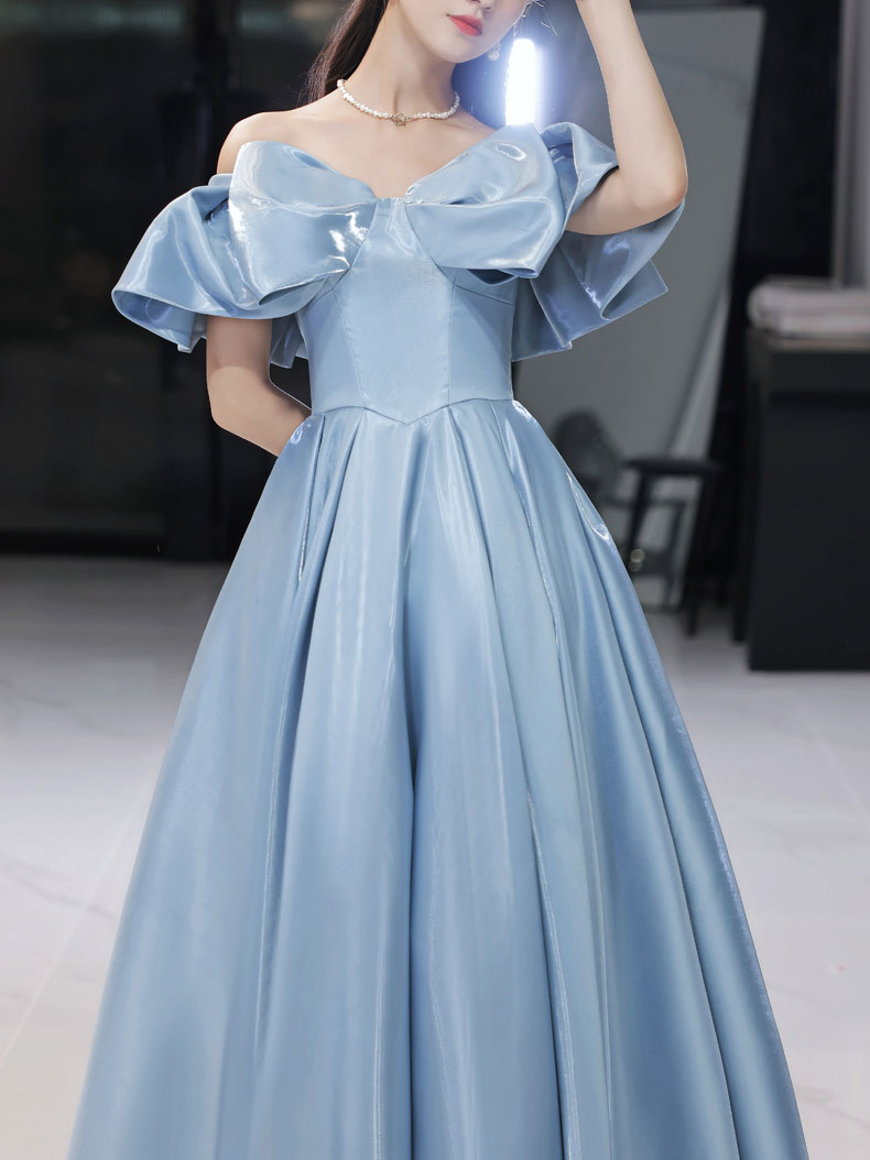 Simple Blue Satin Long Prom Dress, Blue Formal Graduation Dresses US 14 / Blue Simple Blue Satin Long Prom Dress, Blue Formal Graduation Dresses US 14 / Blue