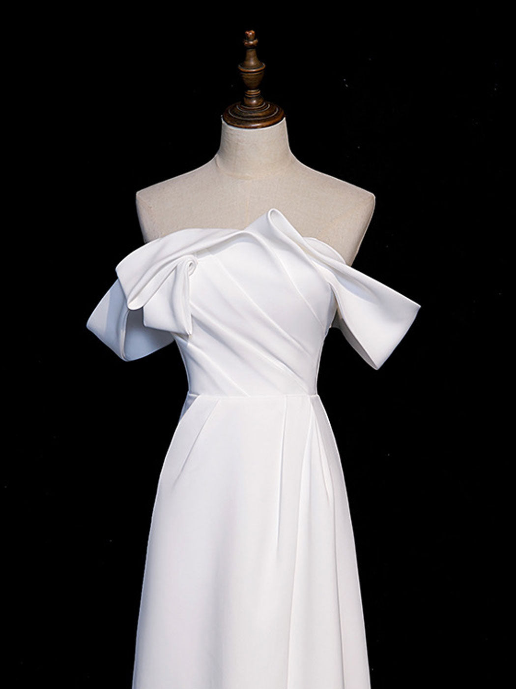 Simple White Off Shoulder Satin Long Prom Dress, White Long Formal Dress US 10 / White Simple White Off Shoulder Satin Long Prom Dress, White Long Formal Dress US 10 / White