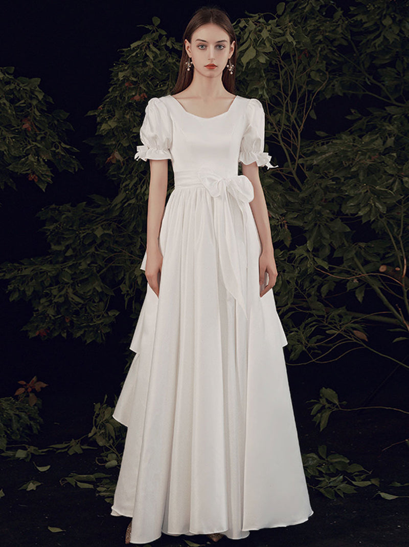 Simple  ivory Long Prom Dress, White Bridesmaid Dresses