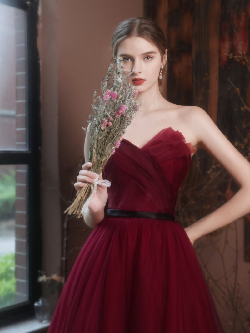 A-Line Burgundy Long Prom Dresses, Burgundy Formal Evening Dresses shopluu A-Line Burgundy Long Prom Dresses, Burgundy Formal Evening Dresses shopluu