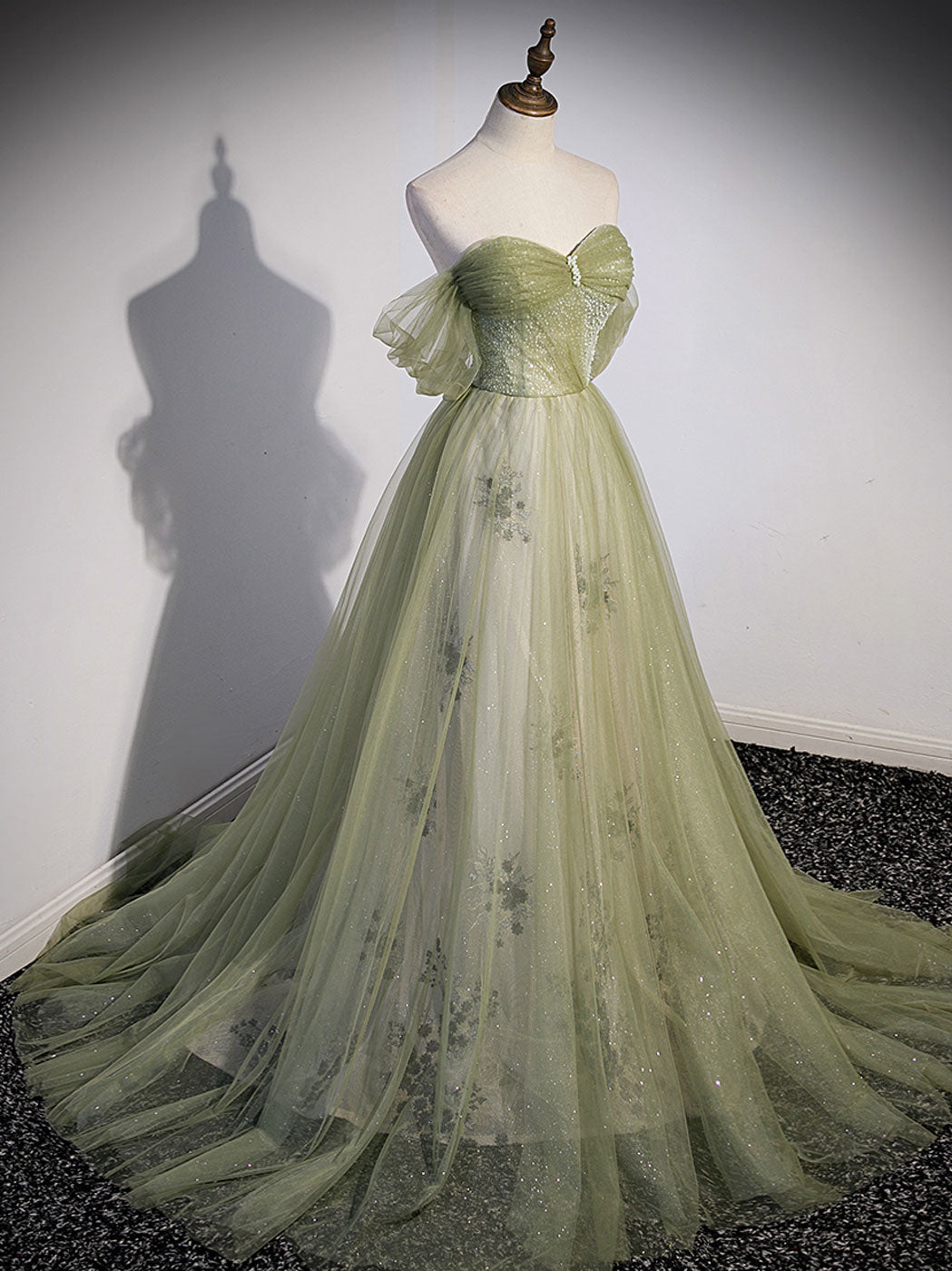 Olive Green Tulle Prom Dress 2024 Corset Back 10 / Green Olive Green Tulle Prom Dress 2024 Corset Back 10 / Green
