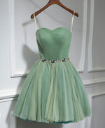 Cute Sweet Neck Short Prom Dress, Green Homecoming Dresses