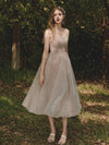 Simple V Neck Tulle Short Puffy Prom Dress Cute Puffy Homecoming Dress